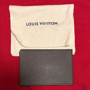 Louis Vuitton Dark Brown Textured Leather Card Holder with Dust Pouch